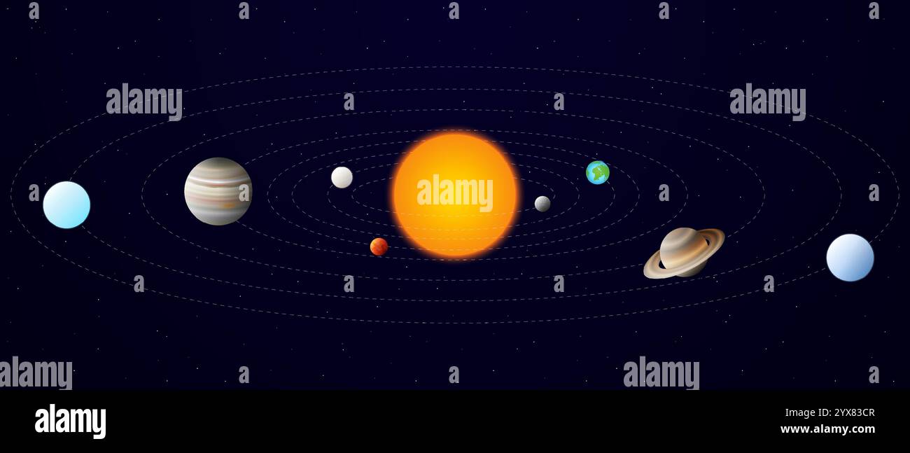 Beautiful realistic solar system illustration mercury venus earth
