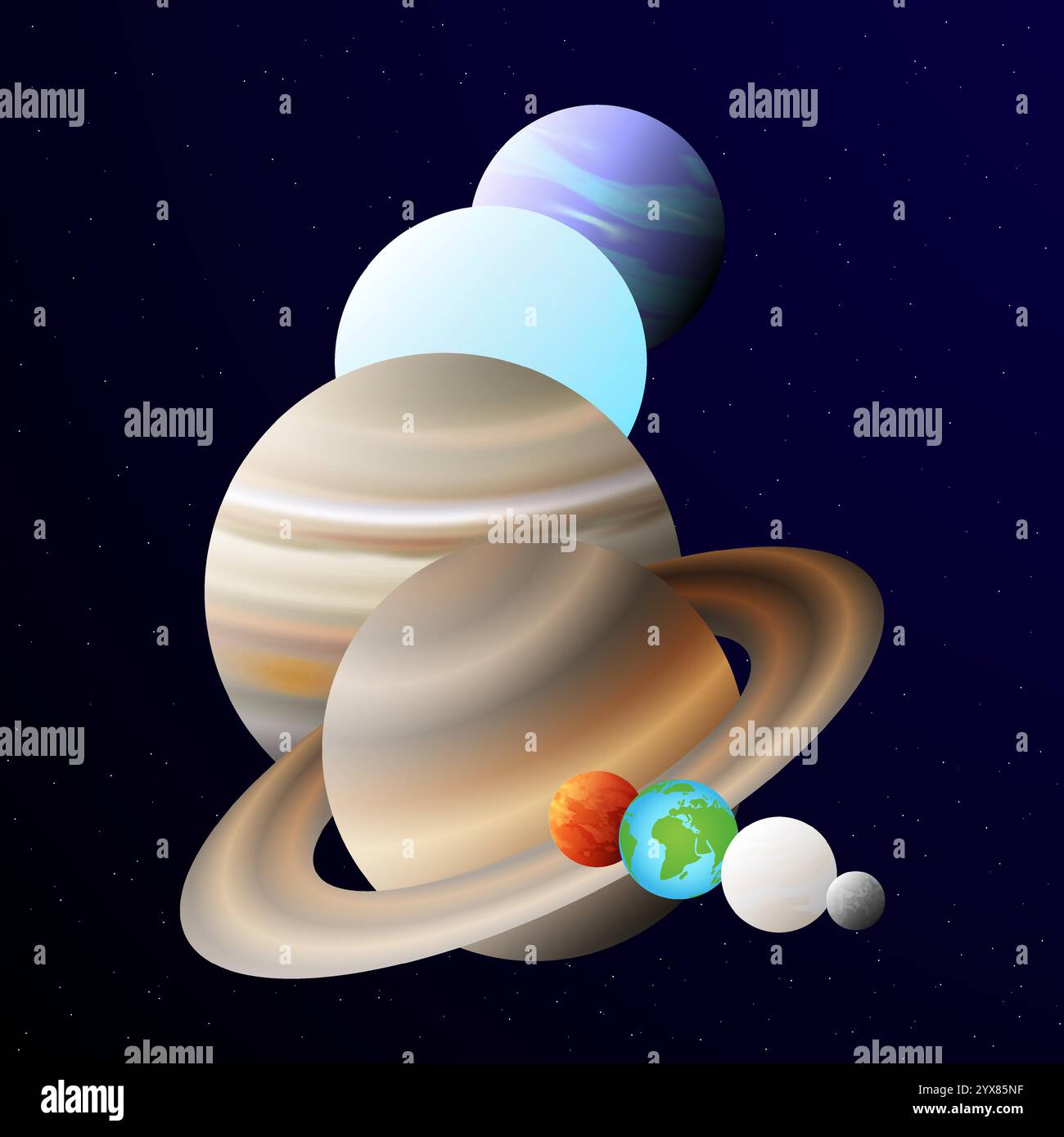 Order of the planets of the solar system abstract colorful illustration
