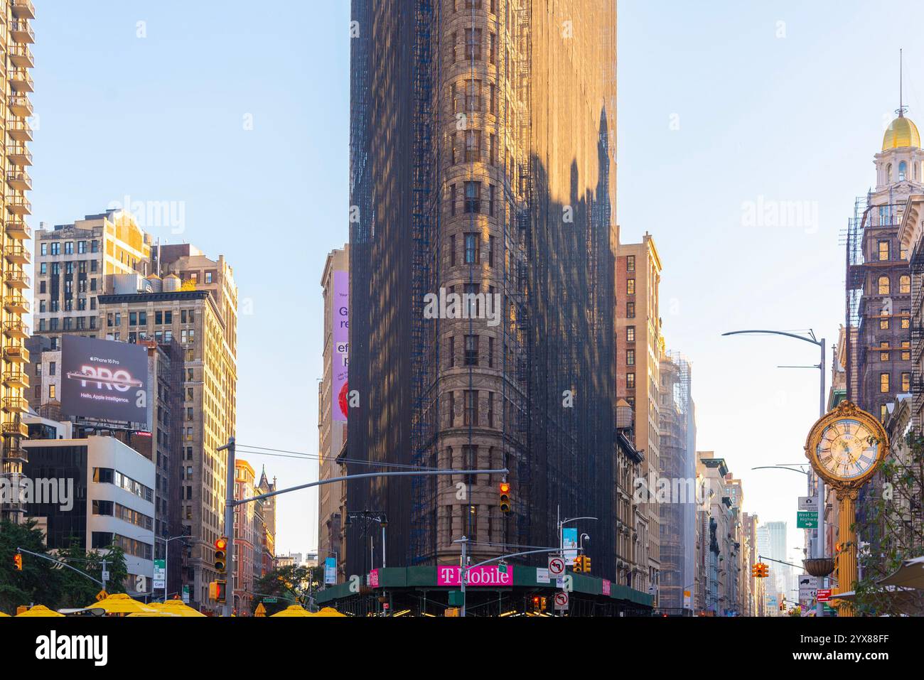 New York, USA - October 07th 2024: Famous Flatiron building under renovation Stock Photo