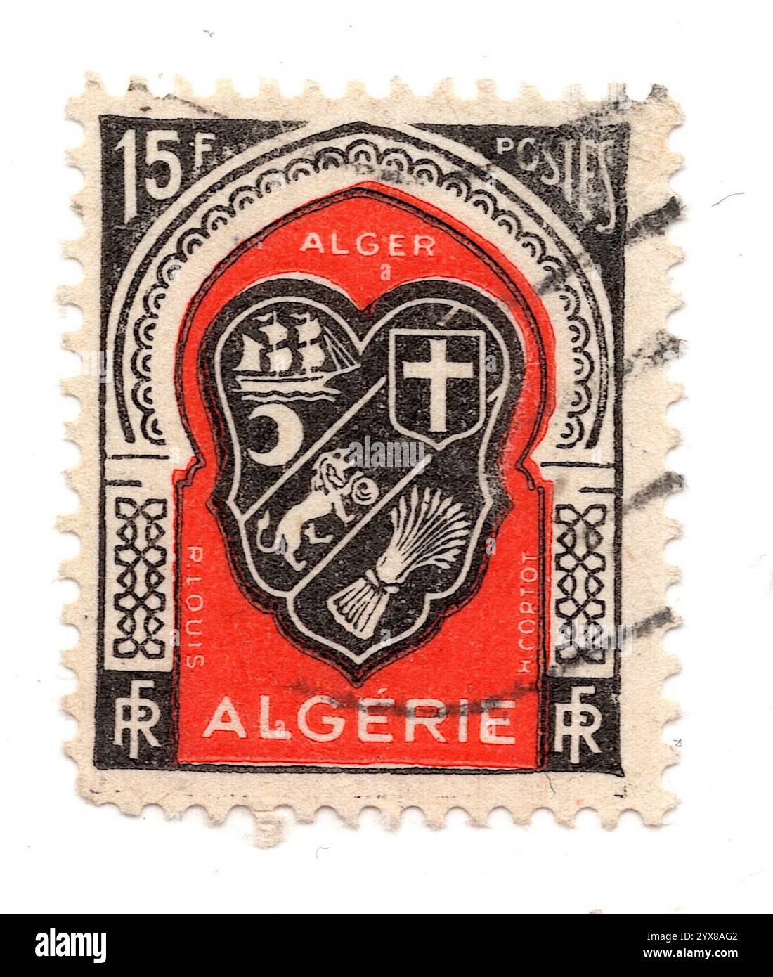 A vintage postage stamp from Algeria isolated on a white background ...