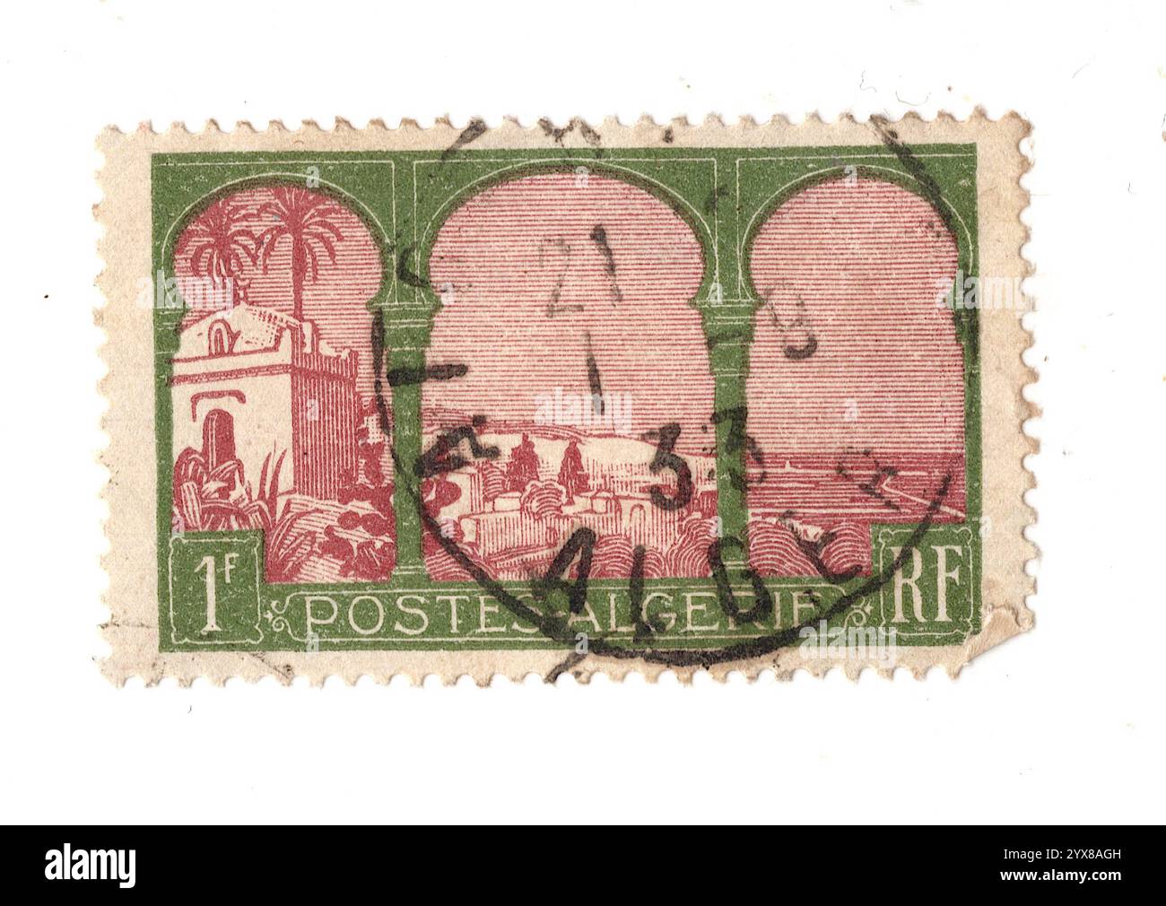 A vintage postage stamp from Algeria isolated on a white background ...