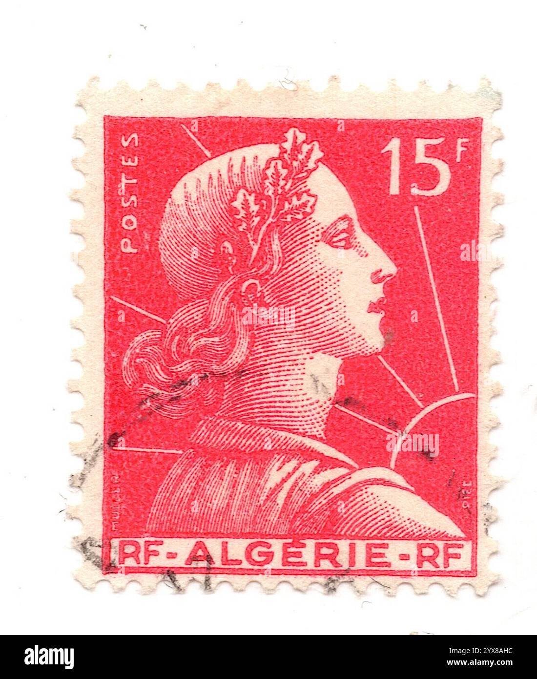 A vintage postage stamp from Algeria isolated on a white background ...