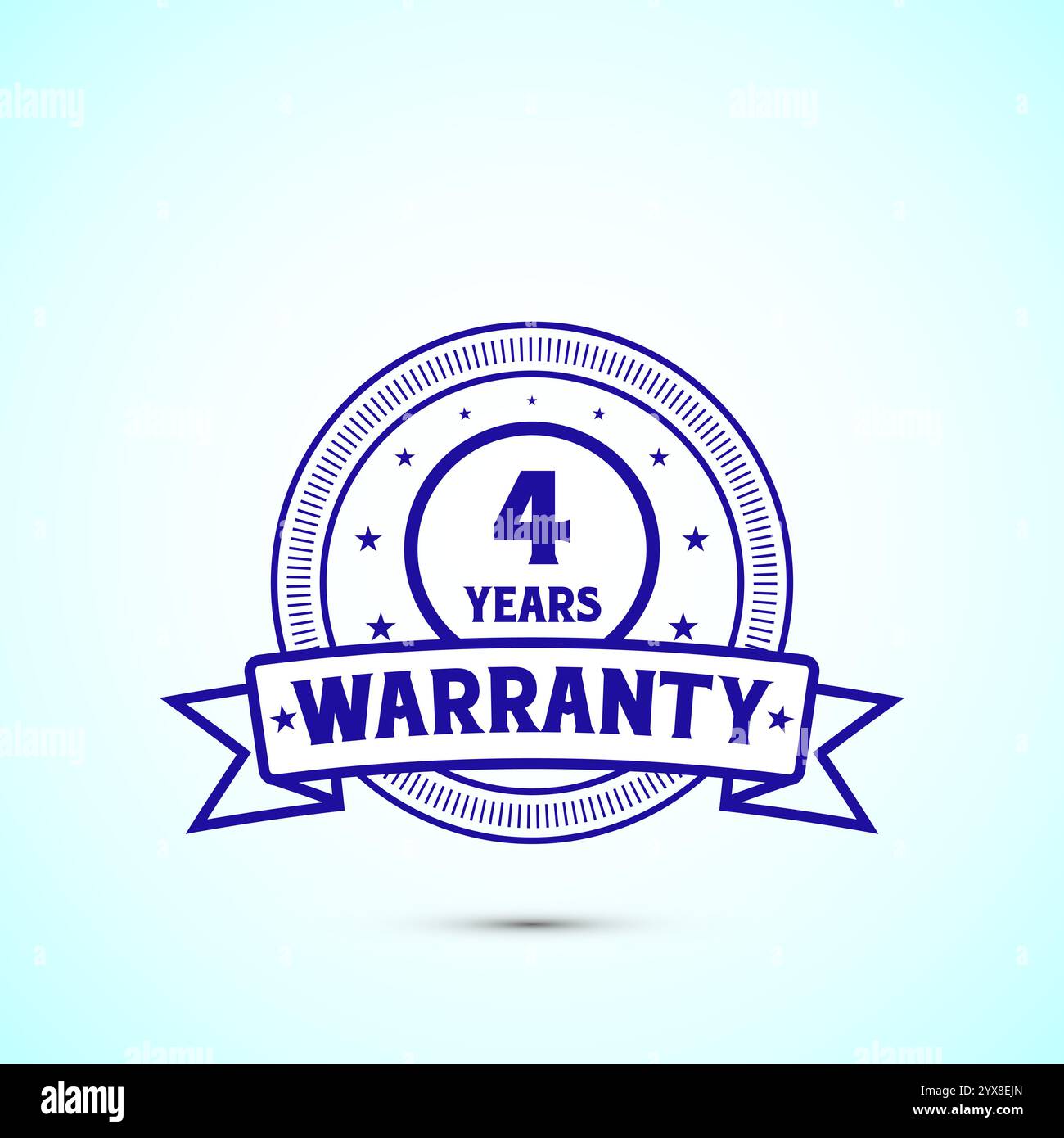 4 Years warranty label, badge, icon, logo, with blue color Stock Vector ...