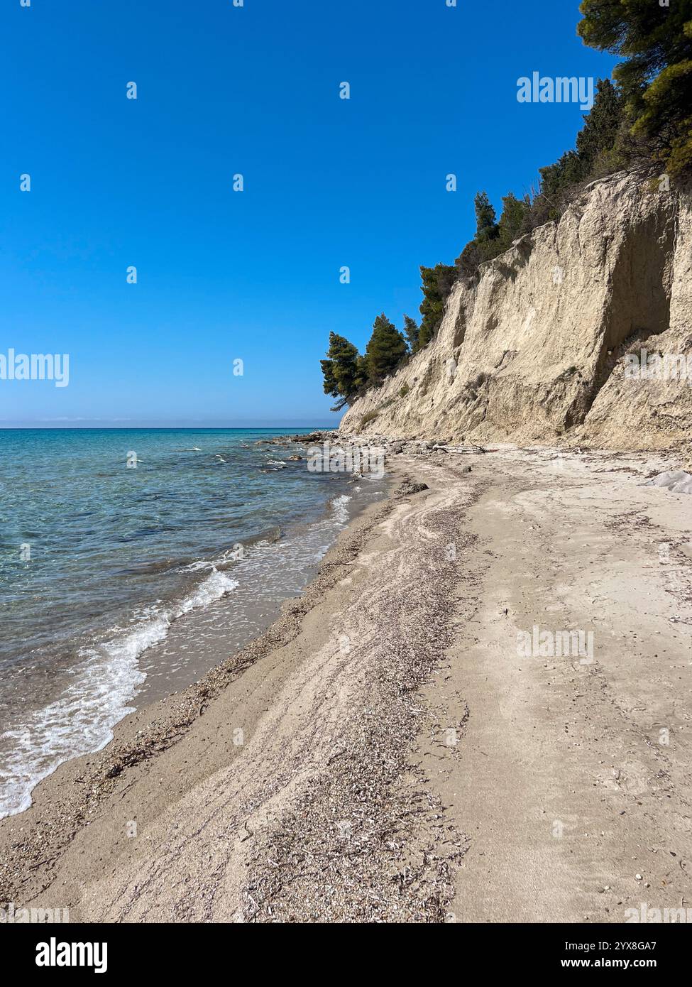blue lagoons and landscape of the north greece - Smartphone Captured Stock Image