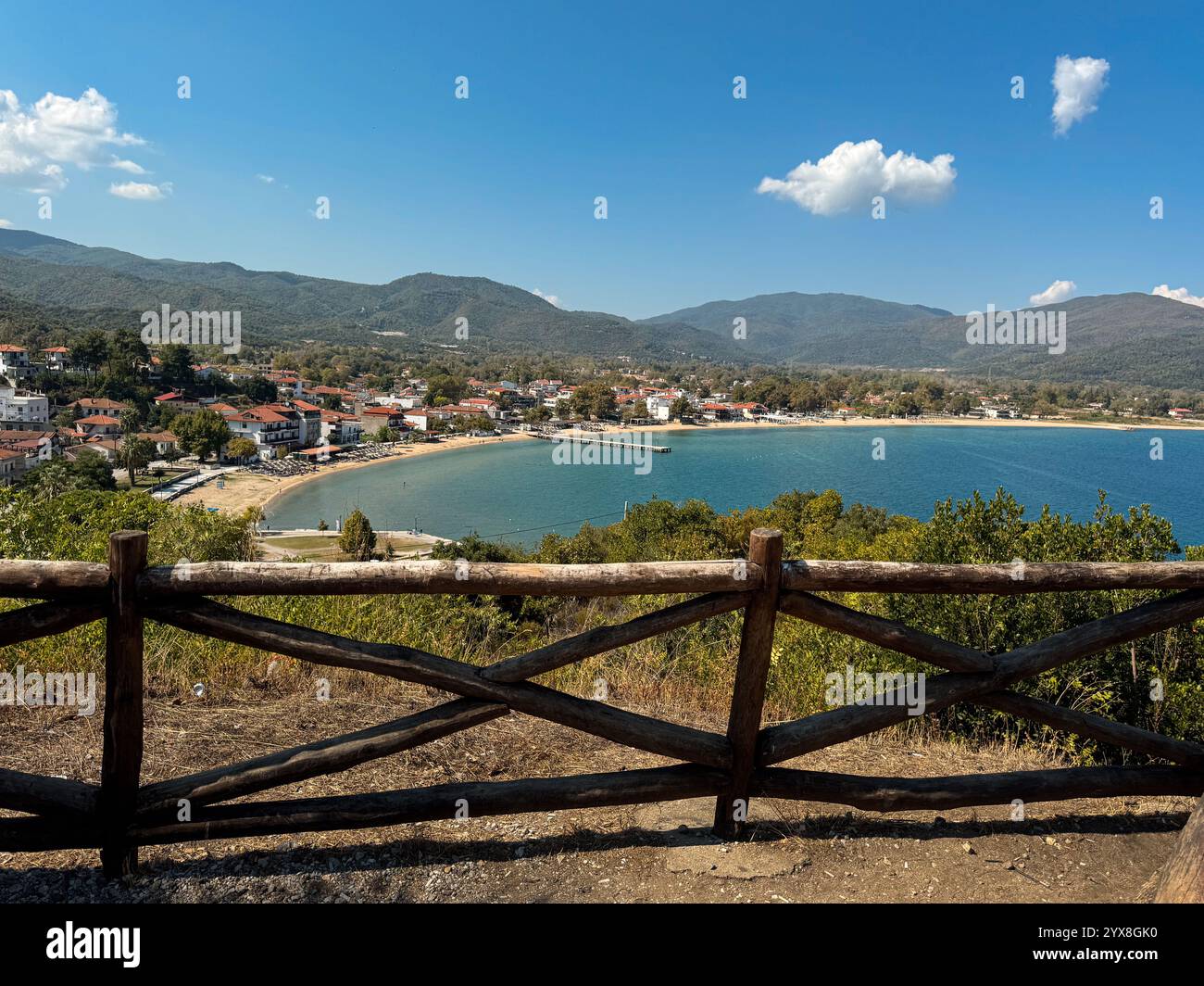 blue lagoons and landscape of the north greece - Smartphone Captured Stock Image