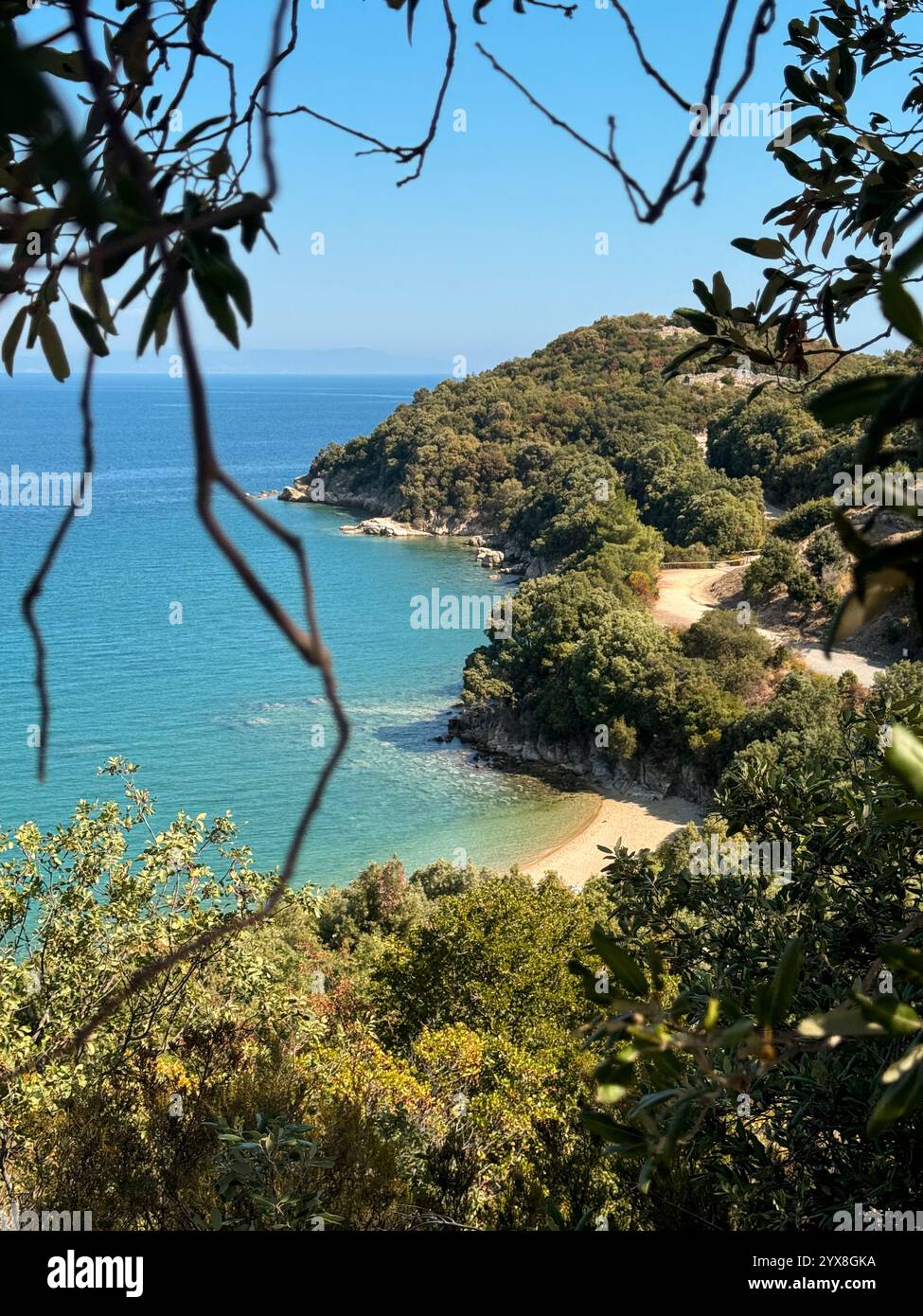 blue lagoons and landscape of the north greece - Smartphone Captured Stock Image