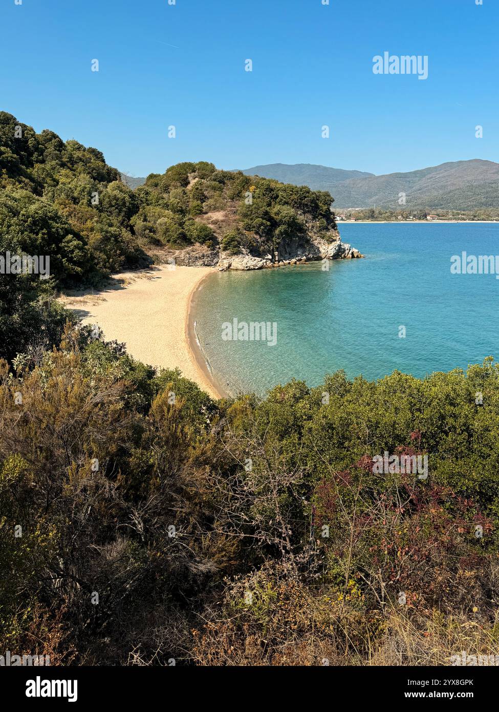 blue lagoons and landscape of the north greece - Smartphone Captured Stock Image