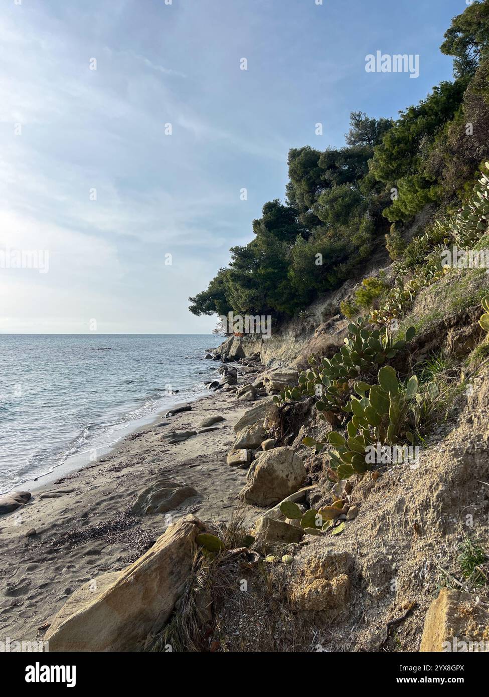 blue lagoons and landscape of the north greece - Smartphone Captured Stock Image