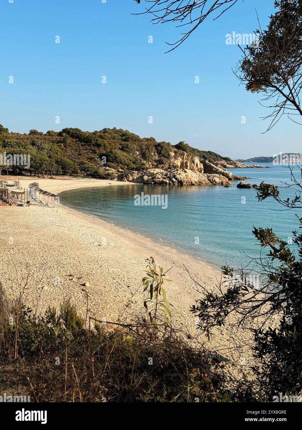 blue lagoons and landscape of the north greece - Smartphone Captured Stock Image