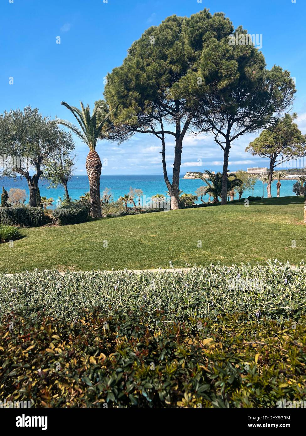 blue lagoons and landscape of the north greece - Smartphone Captured Stock Image