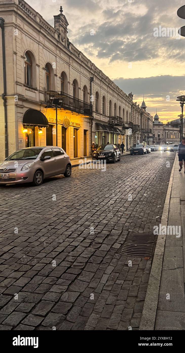 cobblestone street on a street in Kutaisi Georgia - Smartphone Captured Stock Image