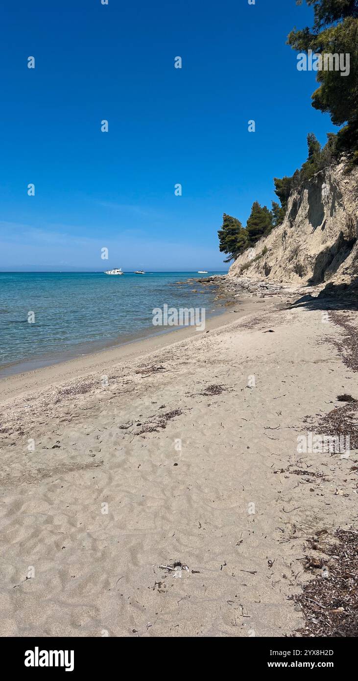 blue lagoons and landscape of the north greece - Smartphone Captured Stock Image