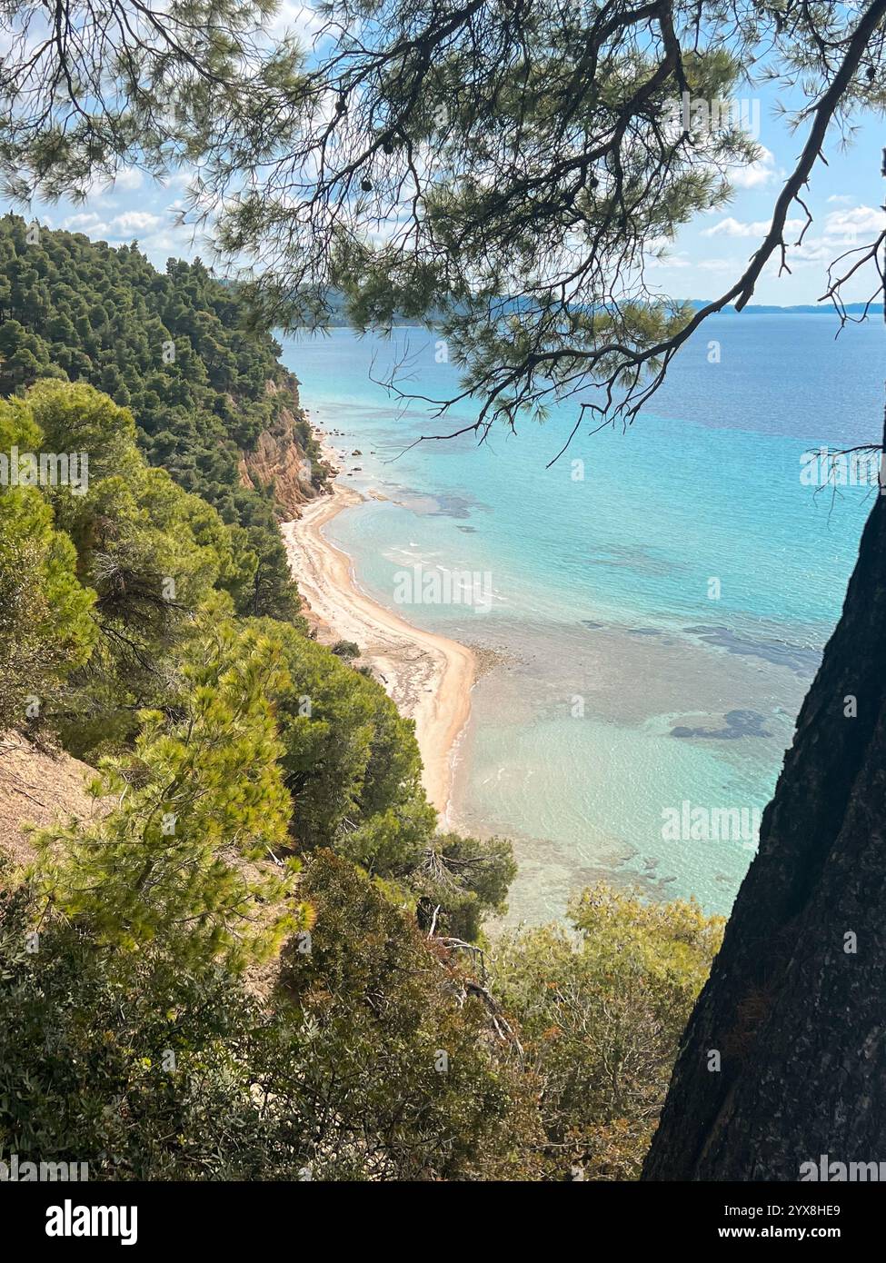 blue lagoons and landscape of the north greece - Smartphone Captured Stock Image