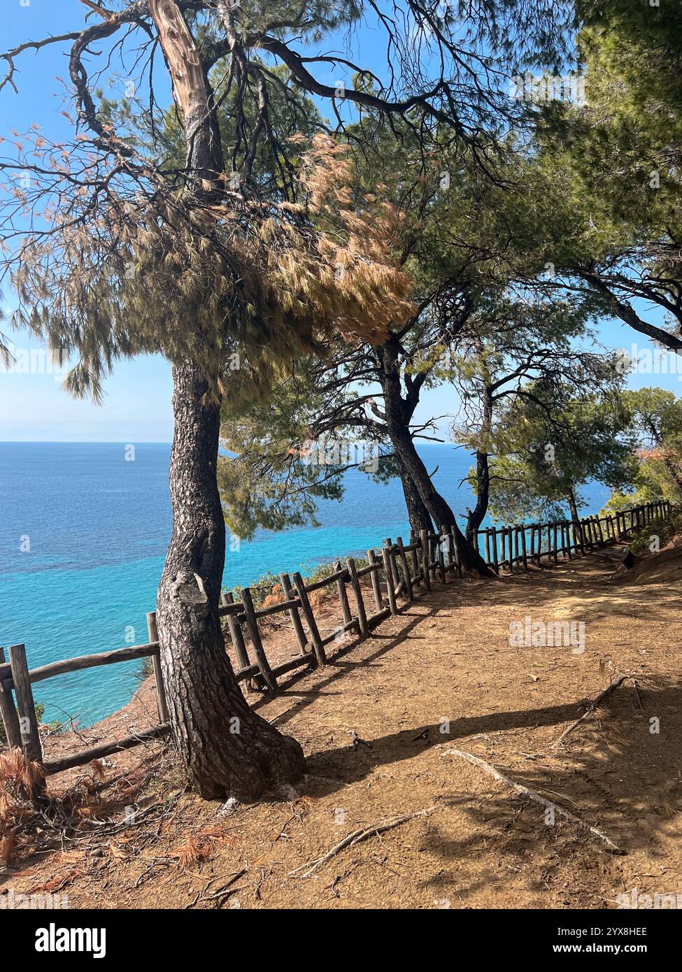 blue lagoons and landscape of the north greece - Smartphone Captured Stock Image
