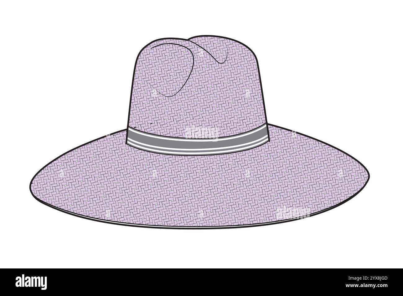 Panama hat design technical drawing by adobe illustrator. Stock Vector