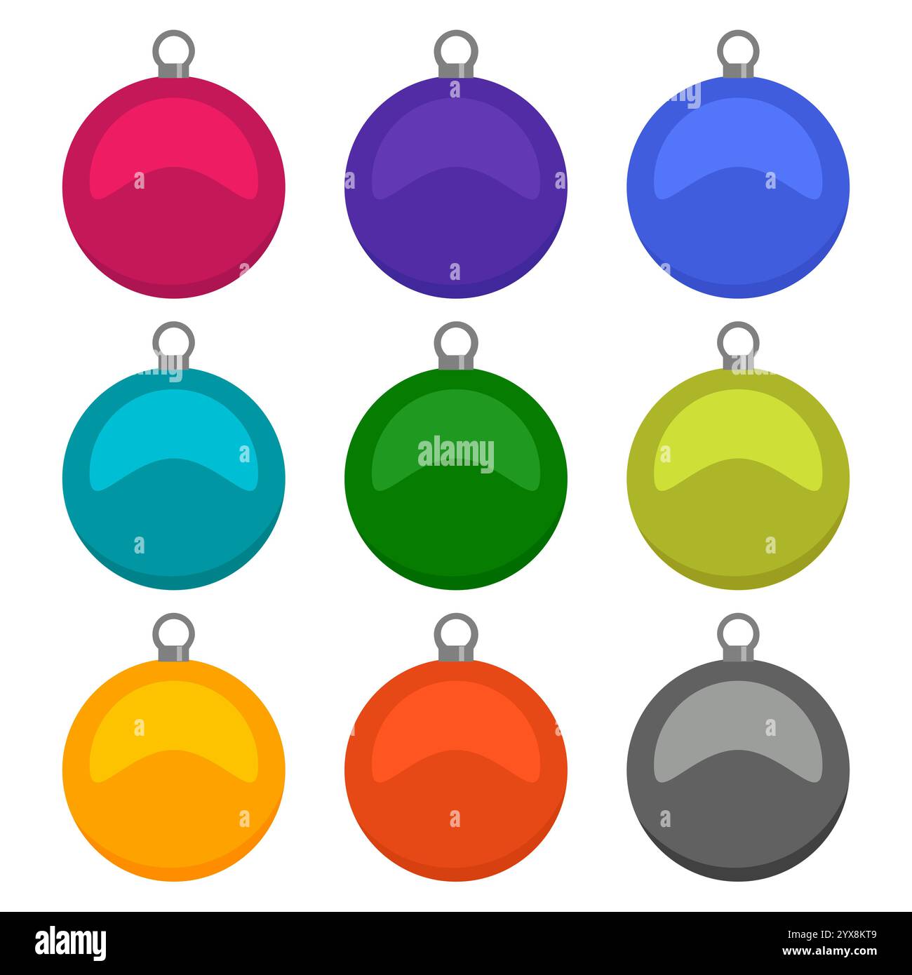 Nine multi colored Christmas balls on a white background. Vector illustration. Stock Vector
