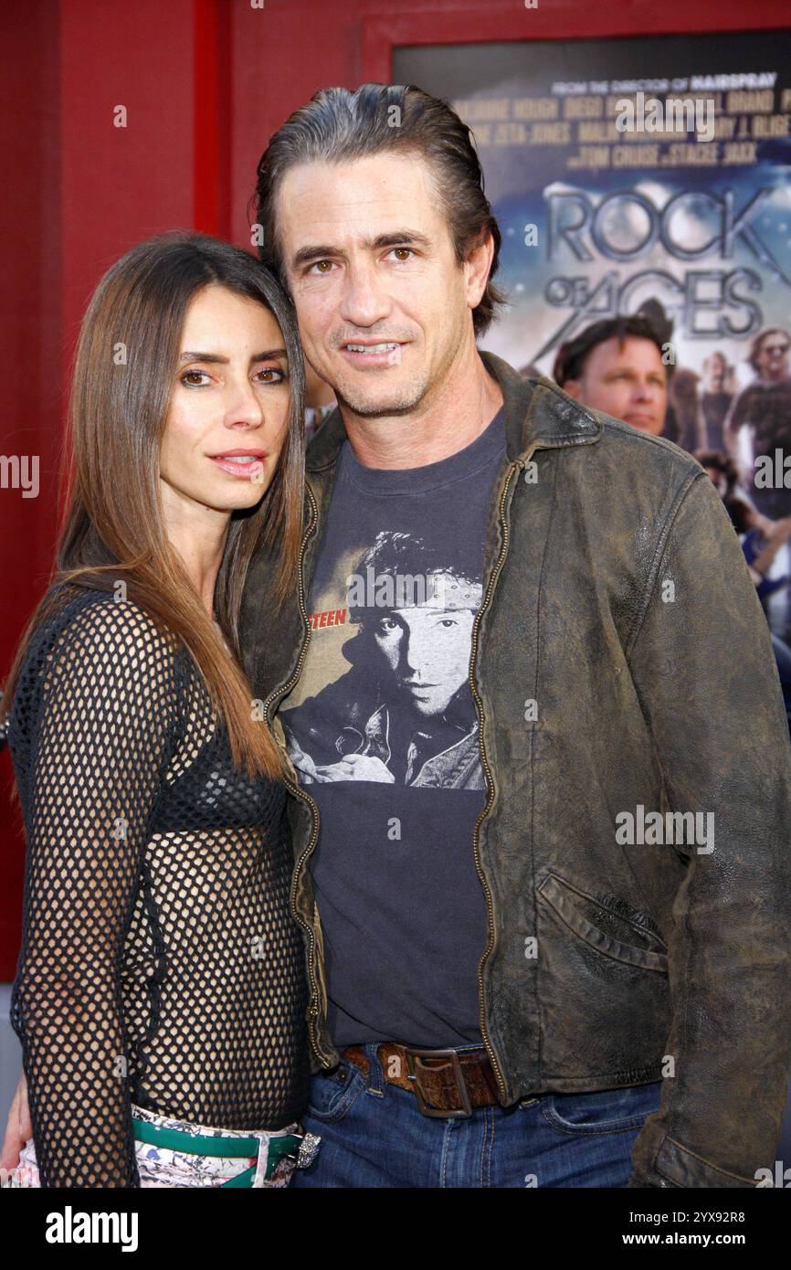 HOLLYWOOD, CA - JUNE 08, 2012: Tharita Catulle and Dermot Mulroney at the Los Angeles premiere of 'Rock of Ages' held at the Grauman's Chinese Theatre in Hollywood, USA on June 8, 2012. Stock Photo