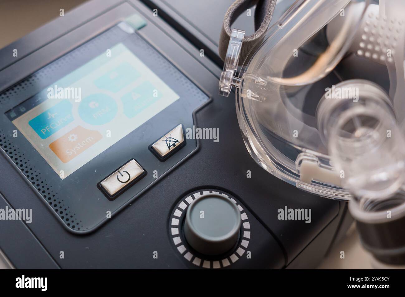 Close-Up of a Modern CPAP Machine with Control Panel and Mask Stock ...