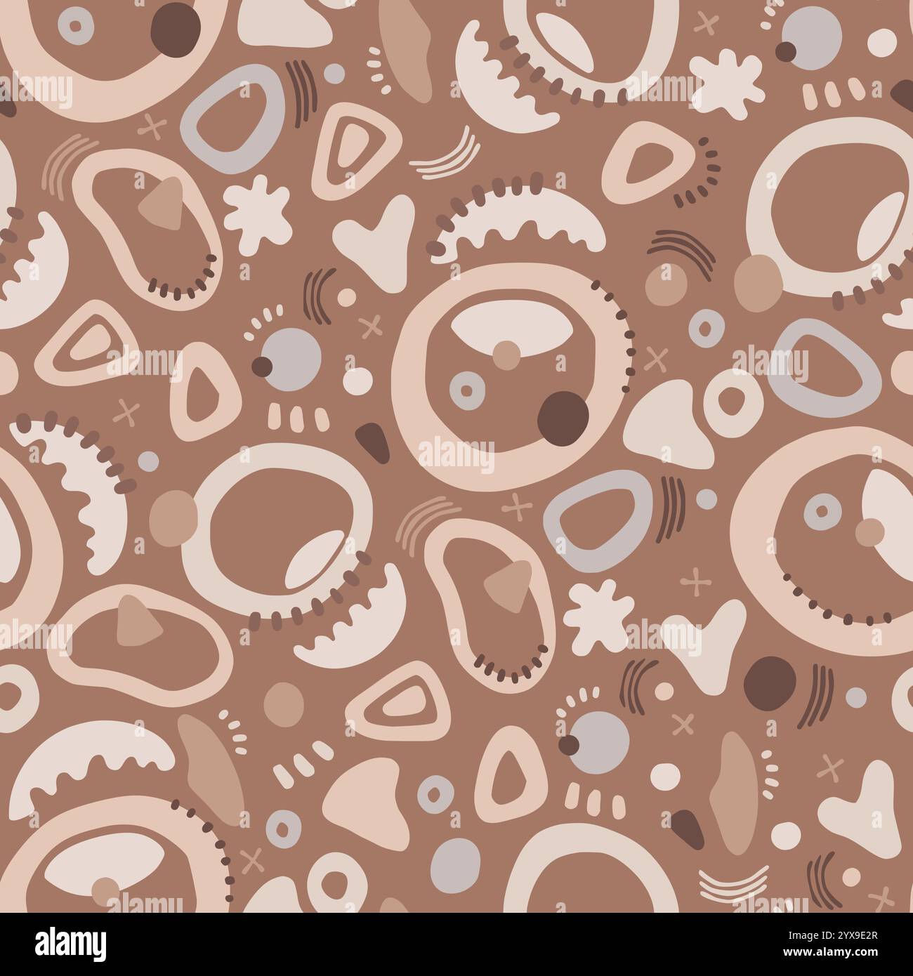 Pattern Mocha Abstract Geometric Shapes Circles in Trendy Mocha Mousse Color of the ...