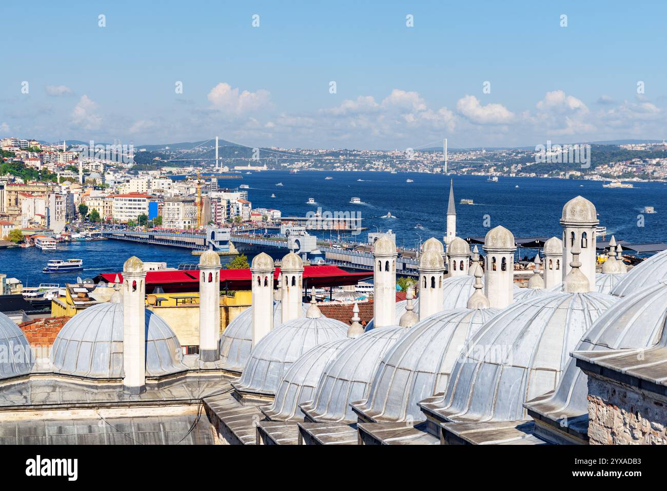 Unusual Istanbul skyline, Turkey. Aerial view of the Bosporus Stock ...