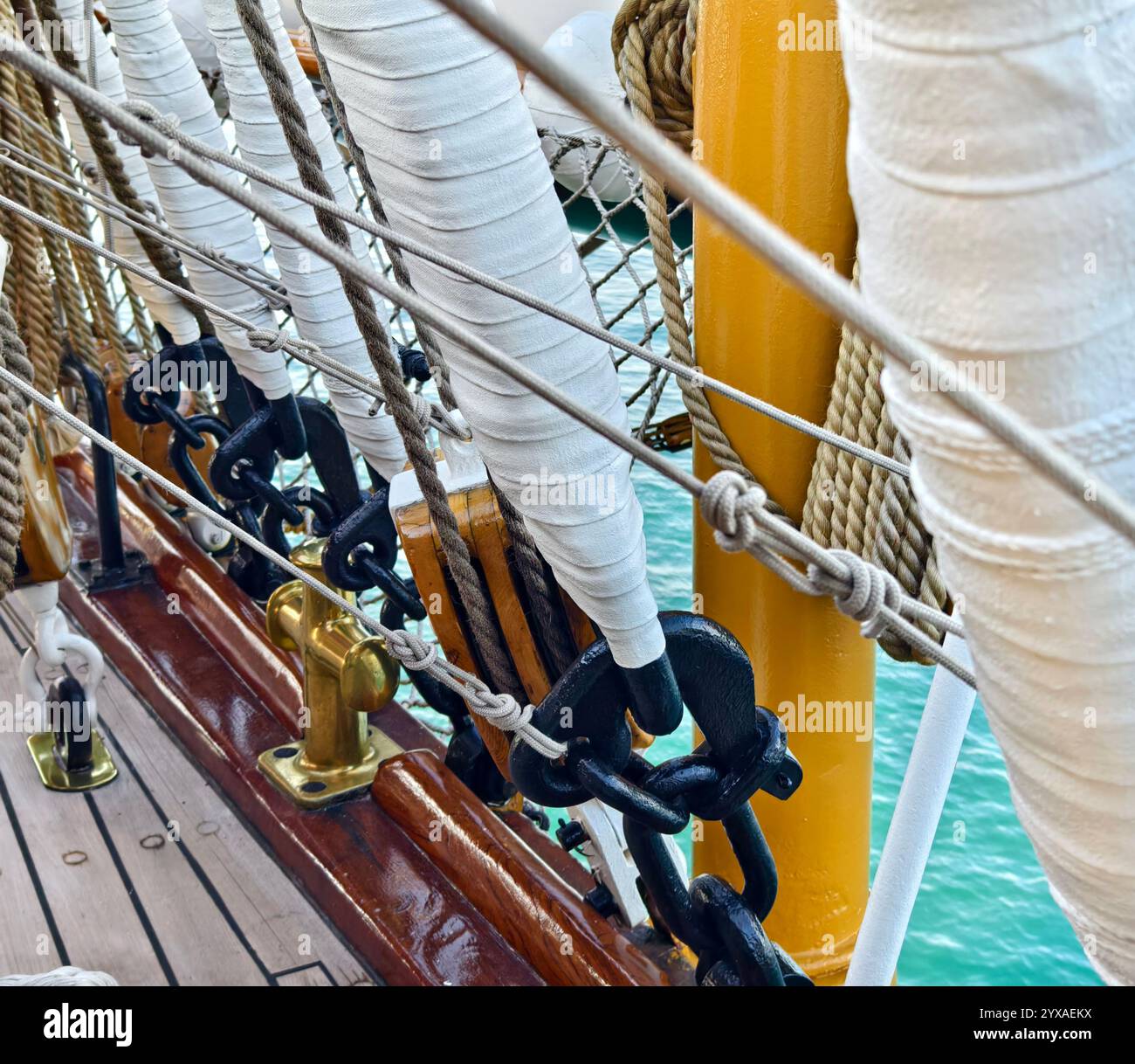 Ropes stretched across the masts of an old ship Stock Photo - Alamy
