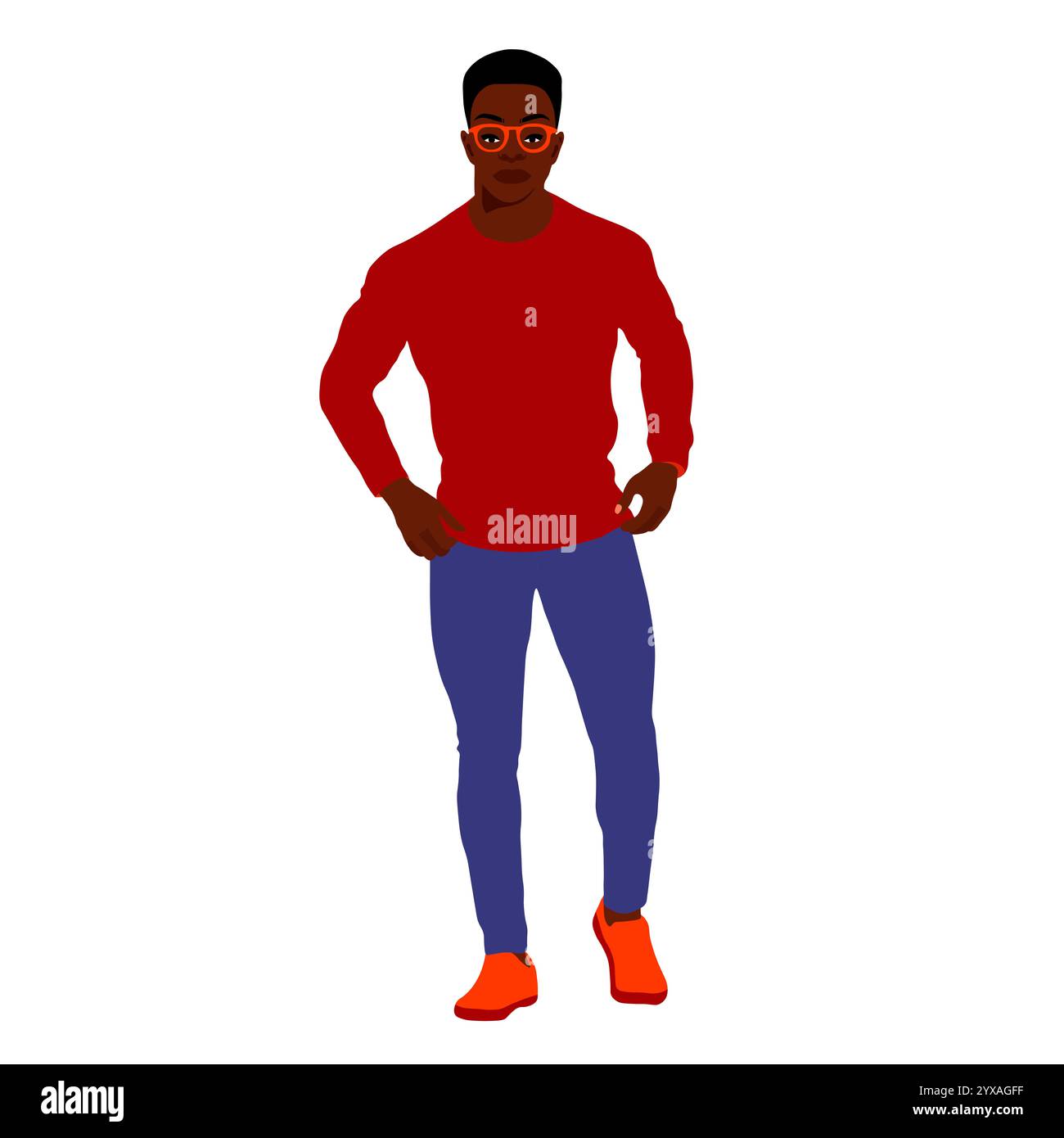 Afro black man in elegant art style vector Stock Photo - Alamy