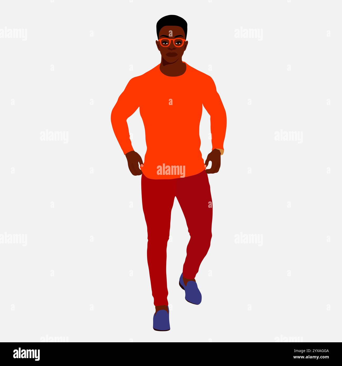 Afro black man in elegant art style vector Stock Photo - Alamy