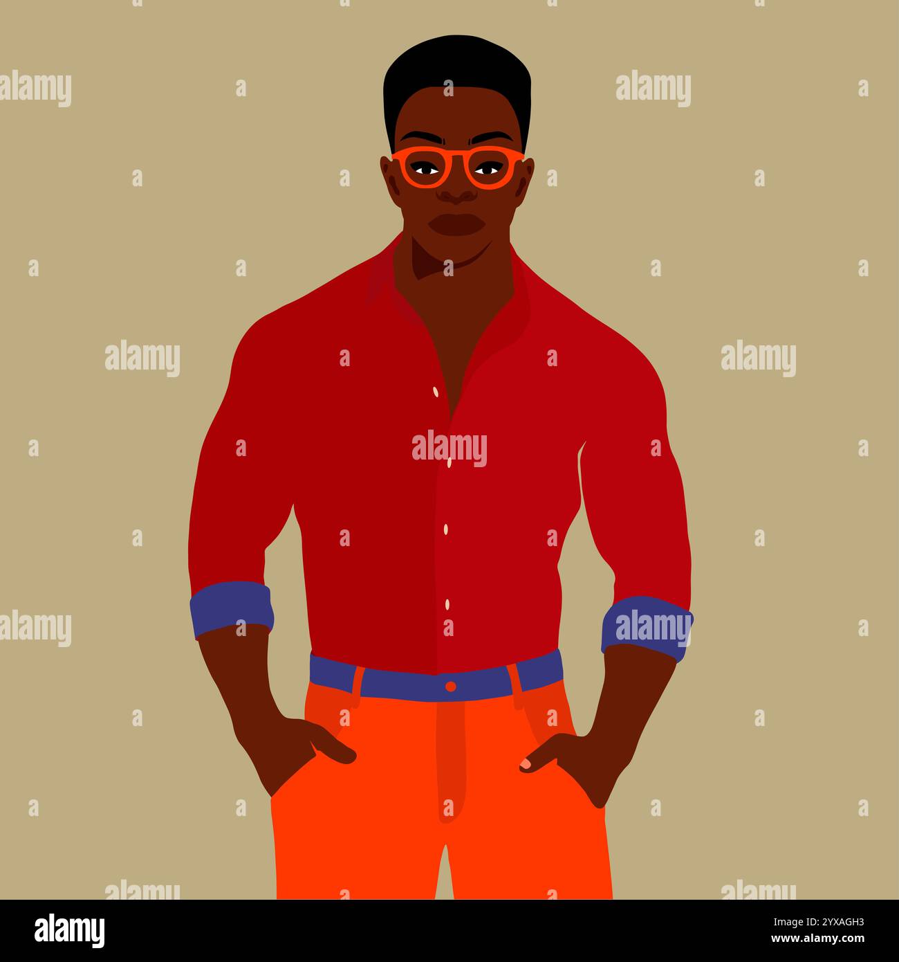 Afro black man in elegant art style vector Stock Photo - Alamy