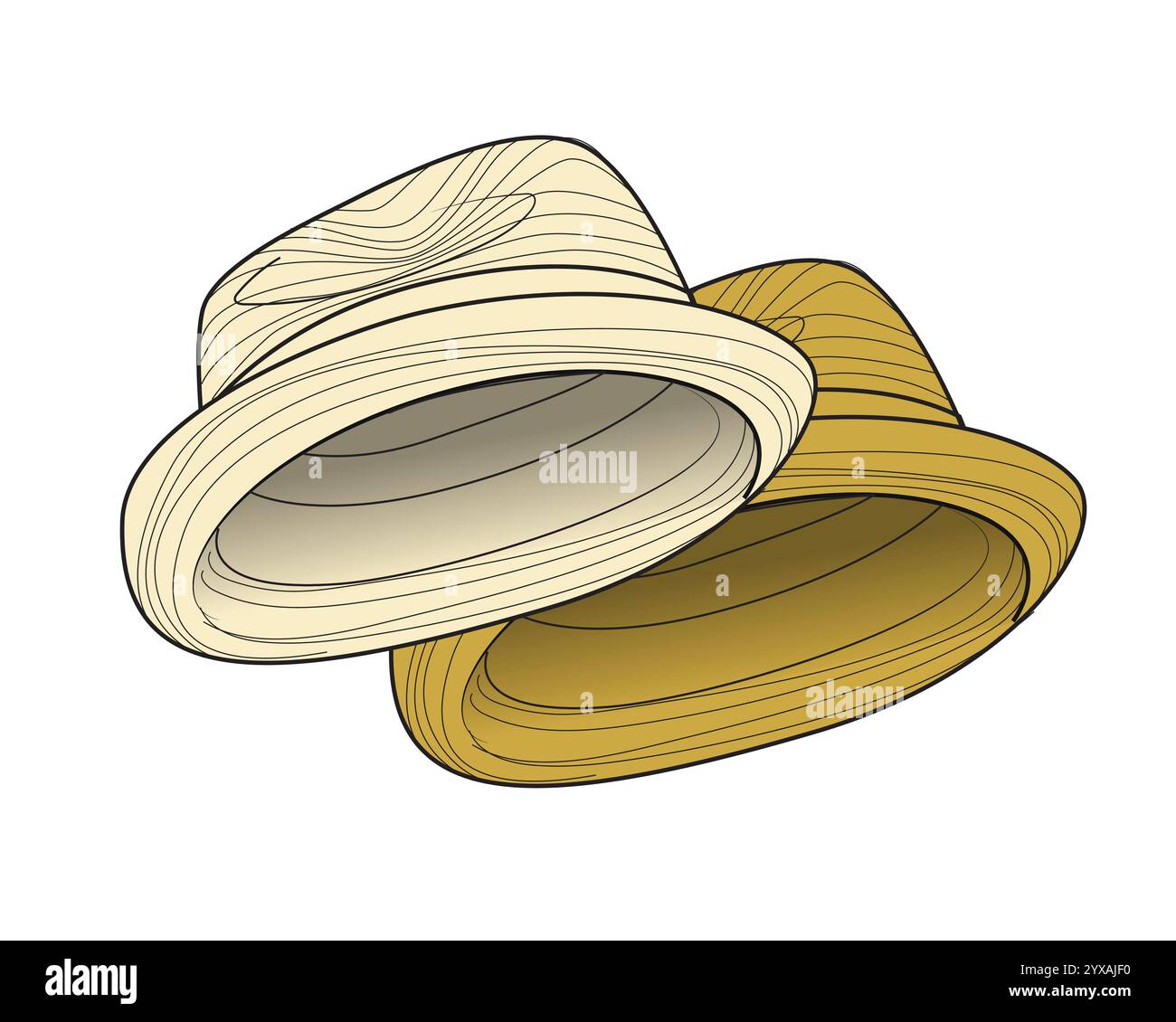 Bowler hats technical flat sketch vector mockup template Stock Vector ...