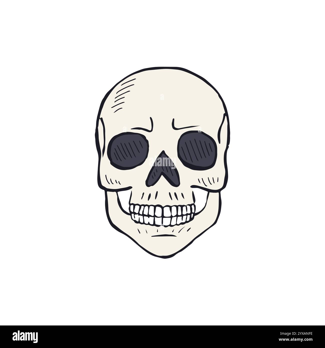 Hand drawn sketchy human skull isolated on white background Stock ...