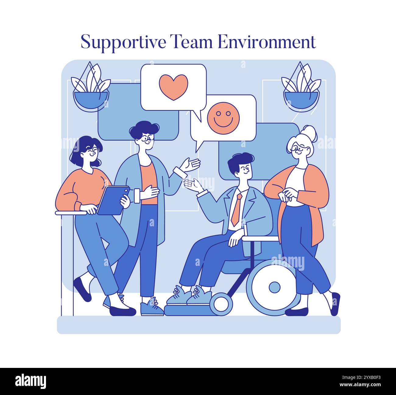 Supportive Team Environment concept. Colleagues collaborating in a ...
