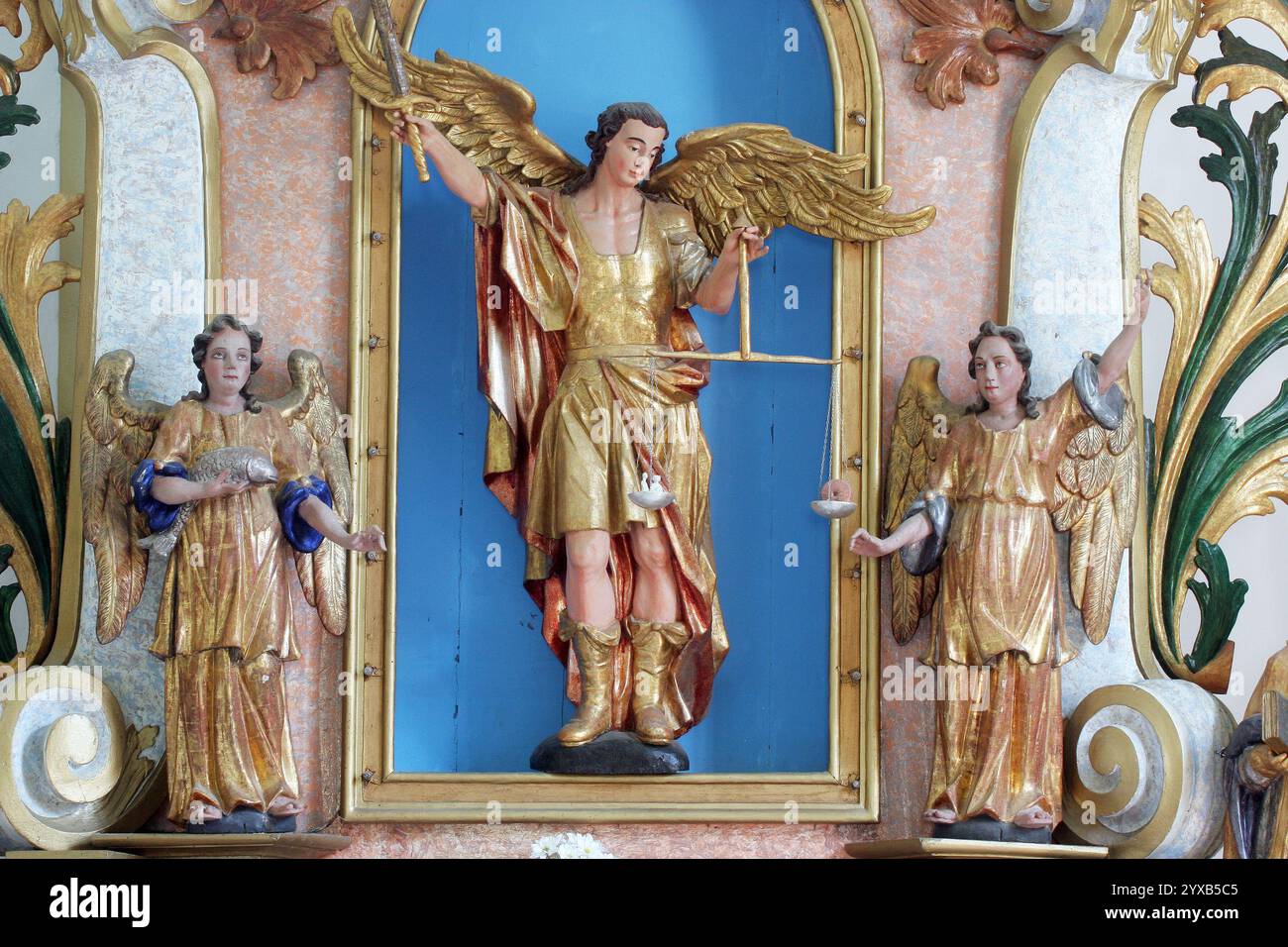 Saints Michael with Raphael and Gabriel, statues on the main altar in ...