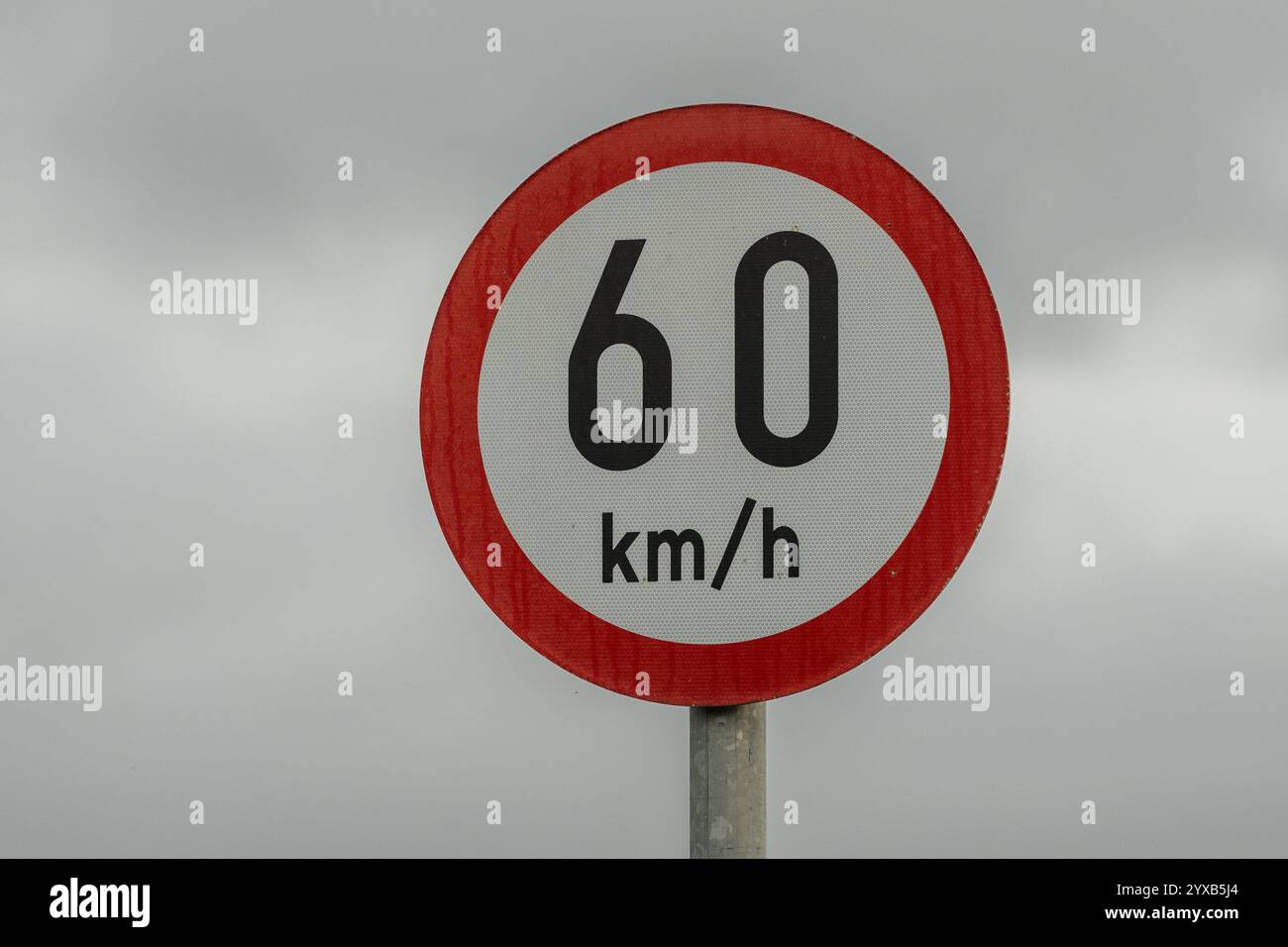 60 km/h speed limit road sign in Ireland. Stock Photo