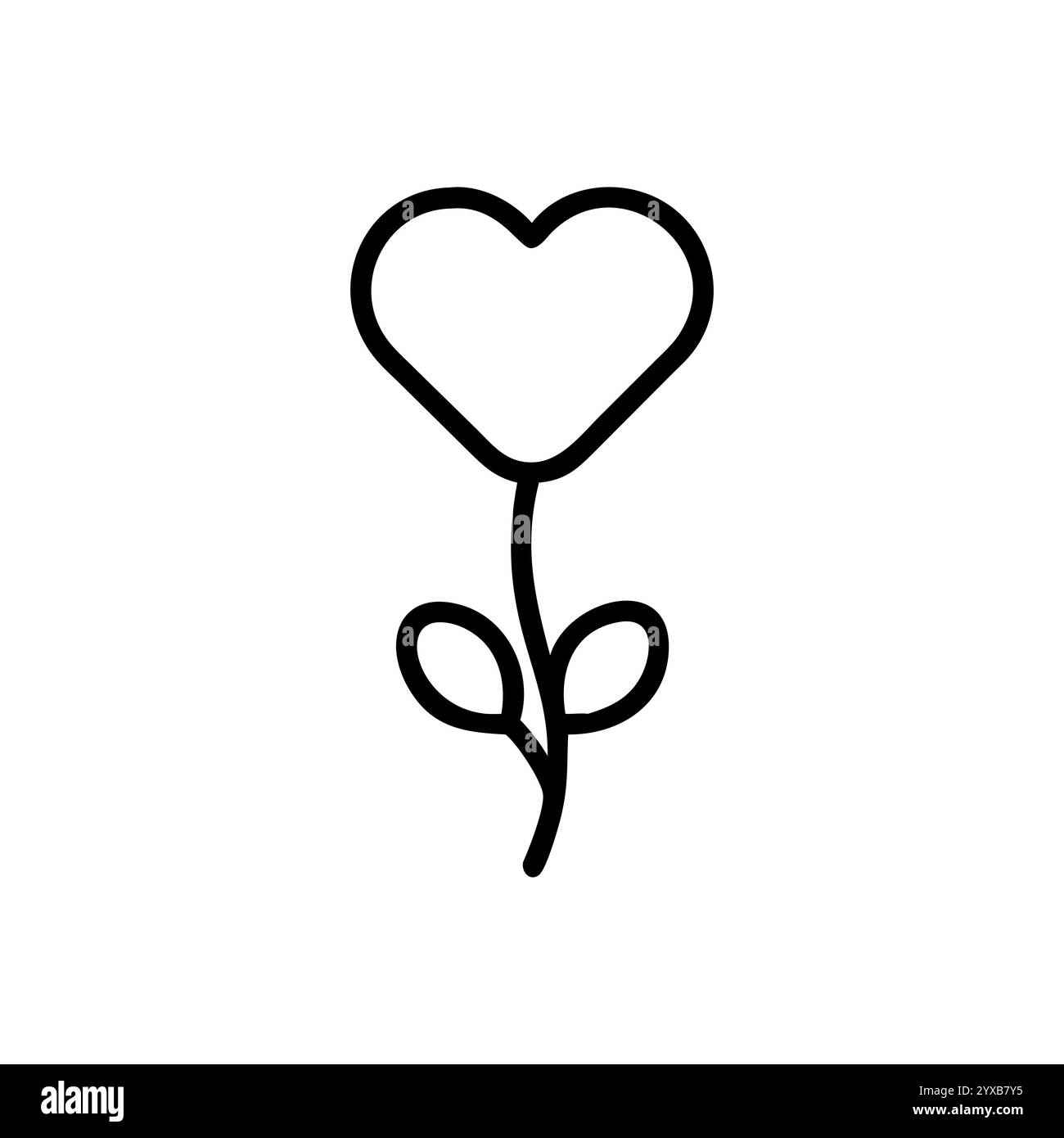 Heart shaped flower icon design. logo, line art, isolated on white ...