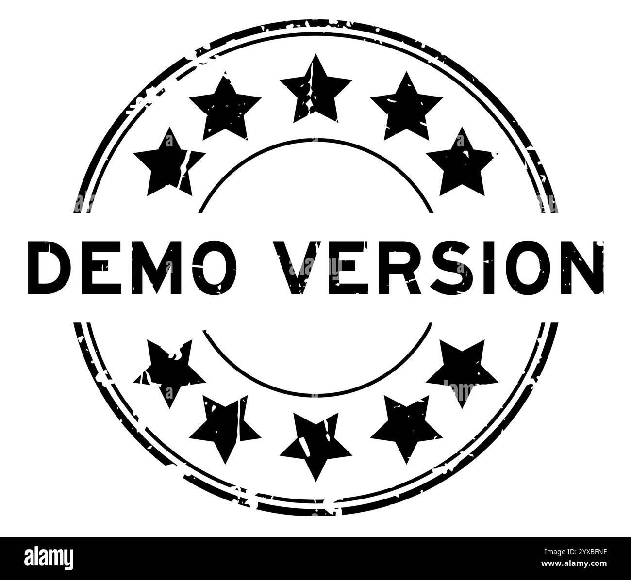 Grunge black demo version word round rubber seal stamp on white background Stock Vector