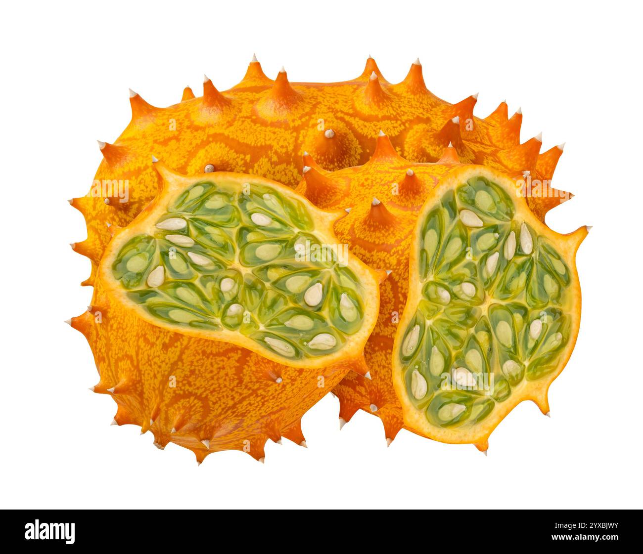 Horned melons isolated on white background Stock Photo
