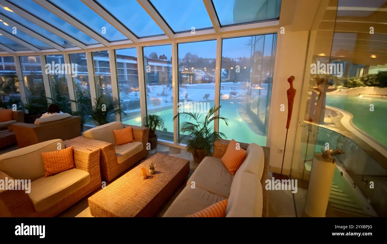Relaxing atmosphere in a wellness facility in winter - Smartphone Captured Stock Image Relaxing atmosphere in a wellness facility in winter - Smartphone Captured Stock Image