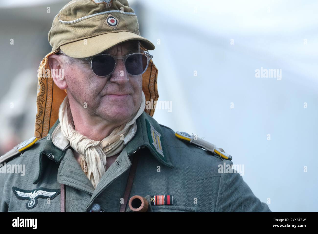 Reenactors as german second world war troops from various formations. Stock Photo