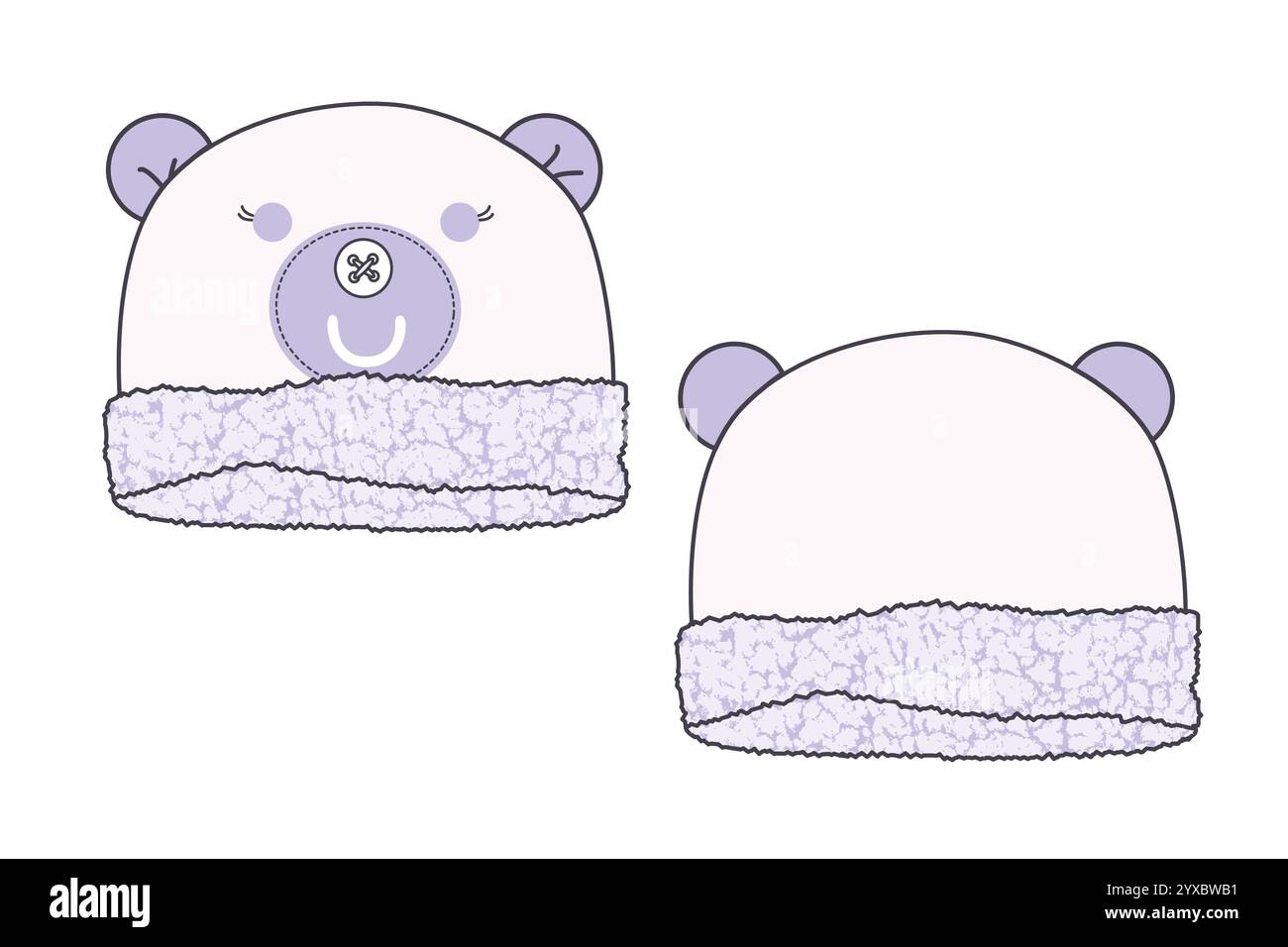 Fur teddy hat technical drawing vector template Stock Vector Image Fur teddy hat technical drawing vector template Stock Vector Image