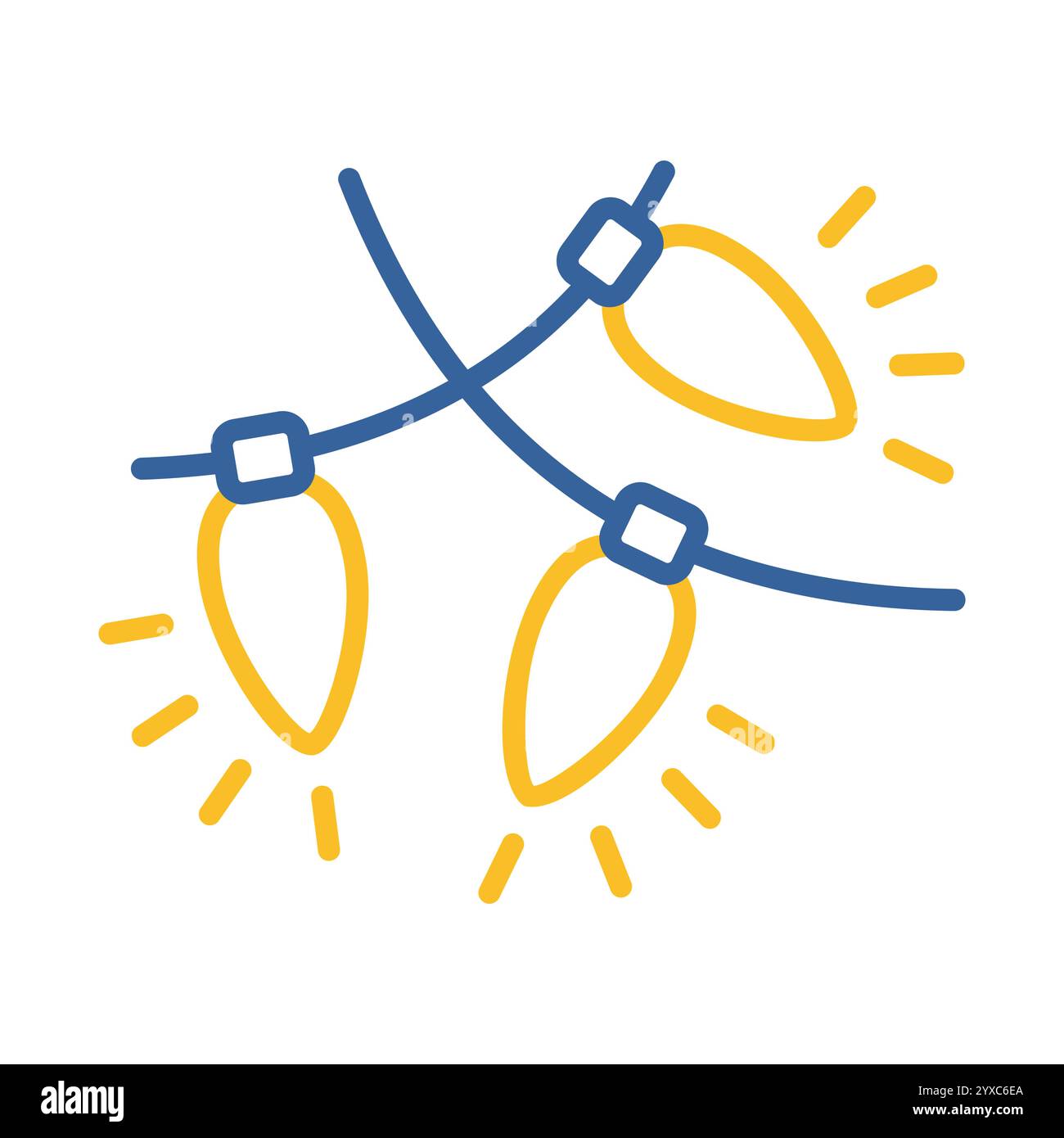 Christmas lights garlands with colored bulbs vector icon. Winter sign ...