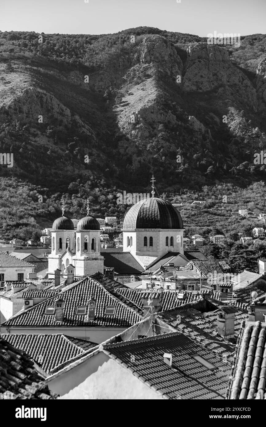 The Church of St. Nicholas is a Serbian Orthodox church built from 1902 to 1909 in the city of Kotor, Montenegro. Stock Photo