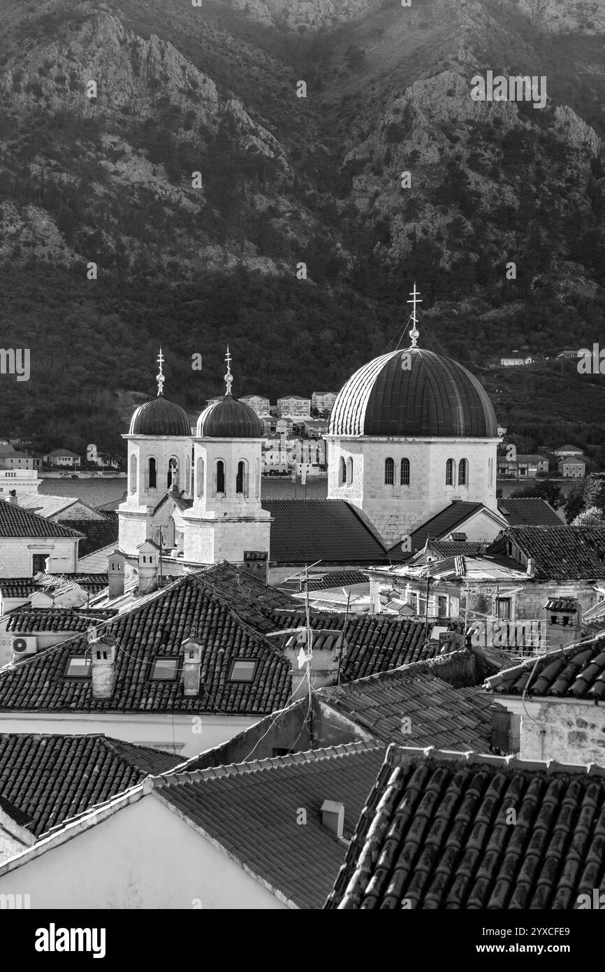 The Church of St. Nicholas is a Serbian Orthodox church built from 1902 to 1909 in the city of Kotor, Montenegro. Stock Photo