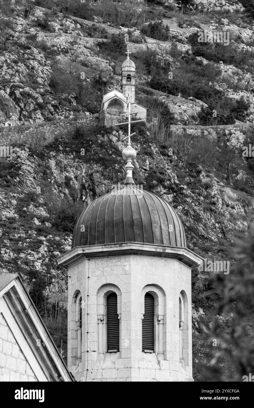 The Church of St. Nicholas is a Serbian Orthodox church built from 1902 to 1909 in the city of Kotor, Montenegro. Stock Photo