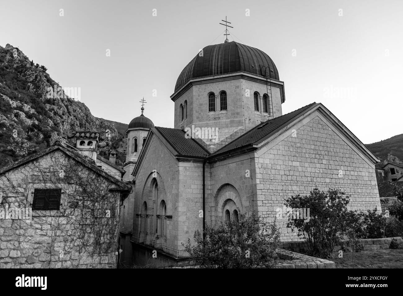 The Church of St. Nicholas is a Serbian Orthodox church built from 1902 to 1909 in the city of Kotor, Montenegro. Stock Photo