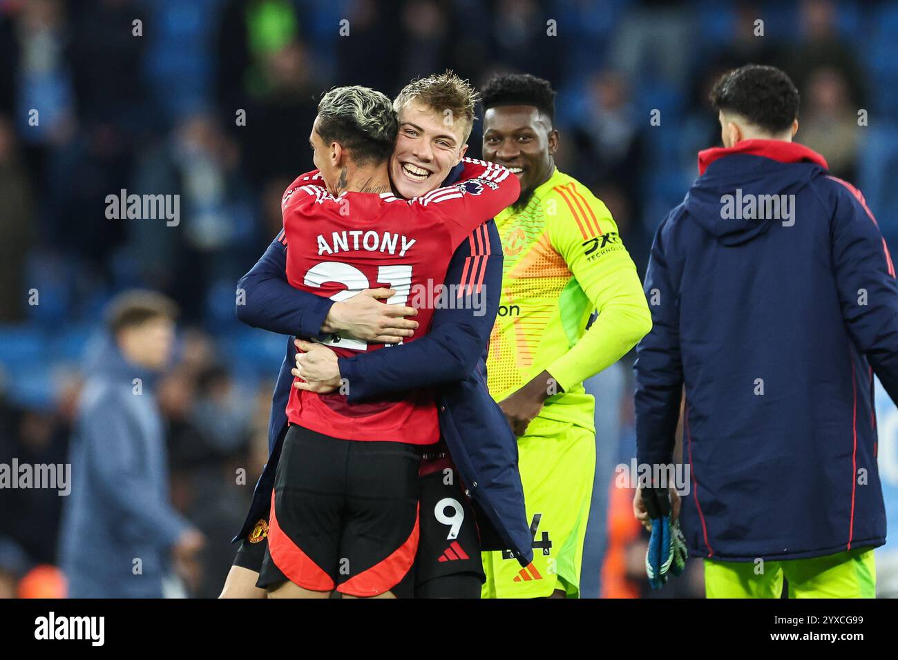 Hjlund Rasmus Højlund of Manchester United celebrates there sides victory in ...