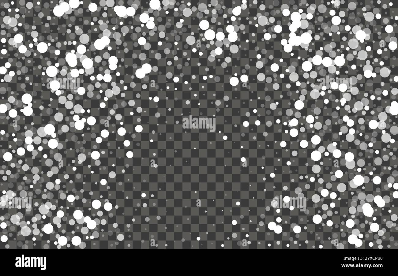 Snowfall and falling snowflakes on dark transparent background. White ...