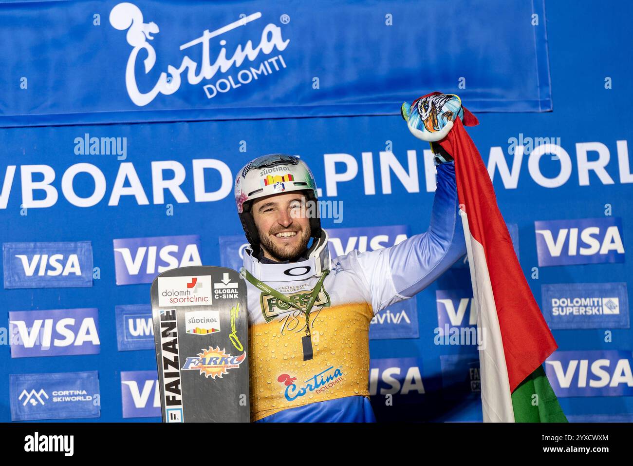 Daniele Bagozza of Italy first place on the podium after the Visa Fis ...