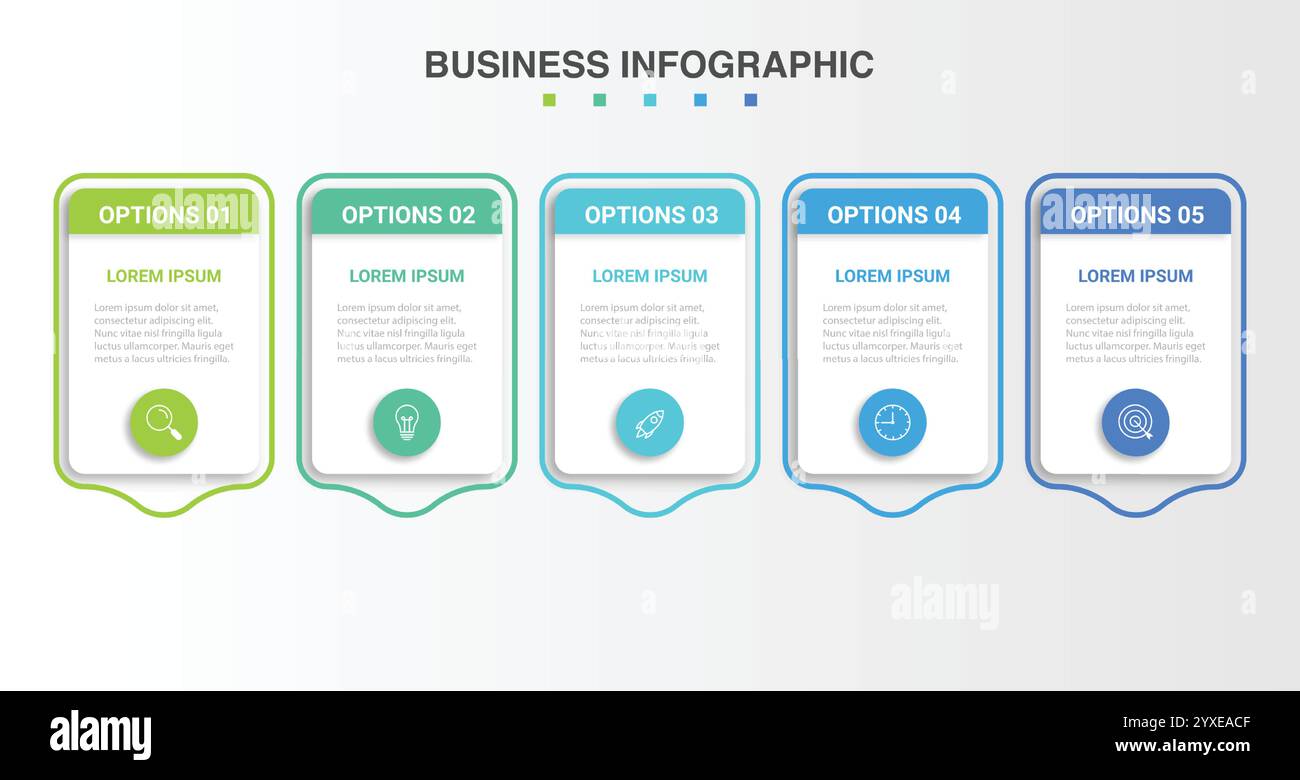 Presentation business infographic template with 5 options. Vector illustration. Stock Vector