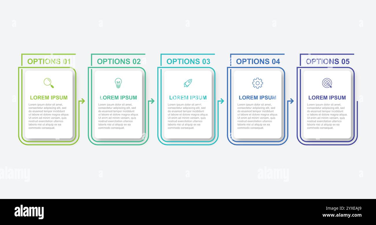 Presentation business infographic template with 5 options. Vector illustration. Stock Vector