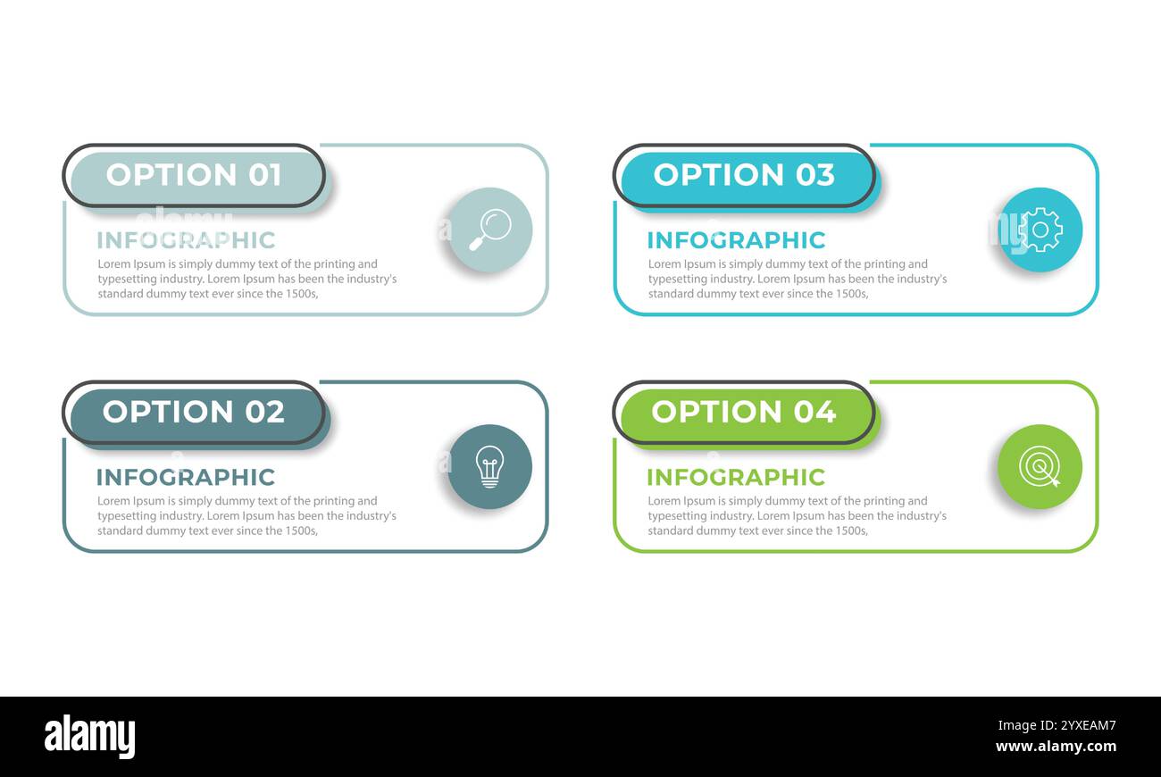 Business infographics. Timeline with 4 steps, options, squares. Vector template. Stock Vector